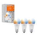 KOMPLEKTS 3x LED Aptumšojama spuldze SMART+ E27/9W/230V 2,700K-6,500K - Ledvance