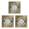 KOMPLEKTS 3x LED Iegremdēts Apgaismojums 3xGU10/5W/230V IGOA bronzas