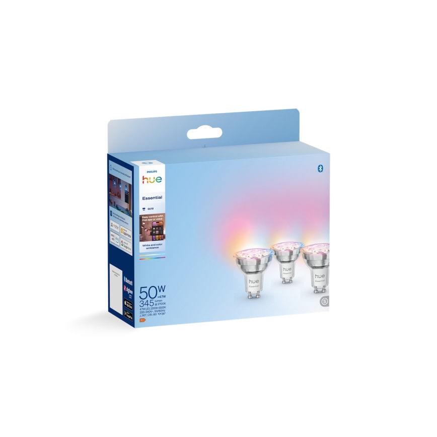 Komplekts 3x dimmējamas LED spuldzes Philips Hue White And Color Ambiance Essential GU10/4,7W/230V 2200-6500K