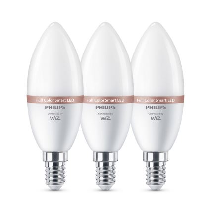 Komplekts 3x dimmējamas LED RGB spuldzes Philips SMART C37 E14/4,9W/230V 2200-6500K CRI 90
