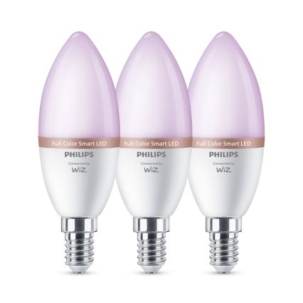 Komplekts 3x dimmējamas LED RGB spuldzes Philips SMART C37 E14/4,9W/230V 2200-6500K CRI 90
