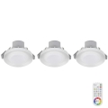 KOMPLEKTS 3x LED RGB Aptumšojama vannas istabas iegremdējama lampa ARGON LED/7,3W/230V IP44 + tālvadības pults
