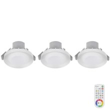 KOMPLEKTS 3x LED RGB Vannas istabas iegremdējama lampa ARGON LED/7,3W/230V IP44 + tālvadības pults