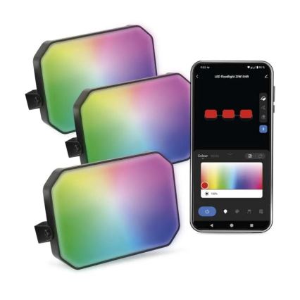 KOMPLEKTS 3x LED RGBIC Aptumšojama āra Prožektors GoSmart LED/14W/230V 3000-6500K IP65 Wi-Fi Tuya