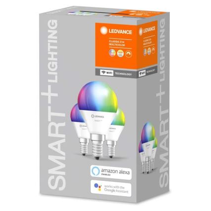 KOMPLEKTS 3x LED RGBW Aptumšojama spuldze  SMART+ E14/5W/230V 2700K-6500K Wi-Fi - Ledvance