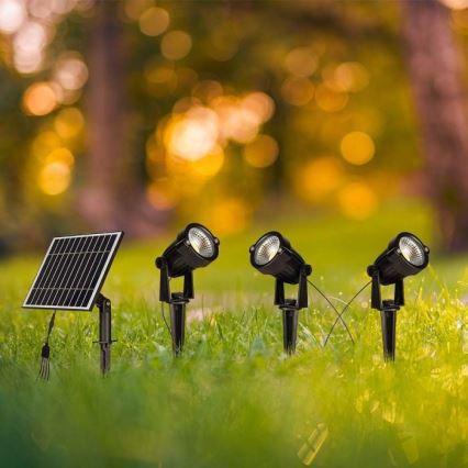 KOMPLEKTS 3x LED Saules enerģijas āra lampa 3xLED/1,2W/3,7V IP65 3000K 4000 mAh