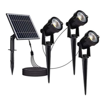 KOMPLEKTS 3x LED Saules enerģijas āra lampa 3xLED/1,2W/3,7V IP65 3000K