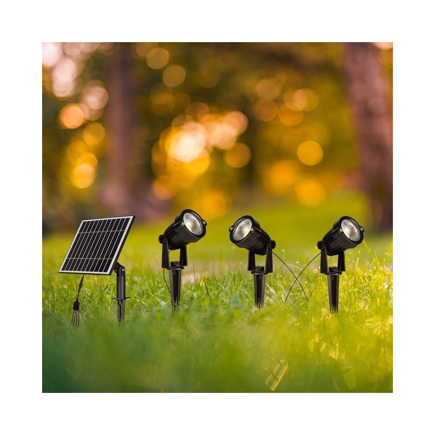 KOMPLEKTS 3x LED Saules enerģijas āra lampa 3xLED/1,2W/3,7V IP65 3000K