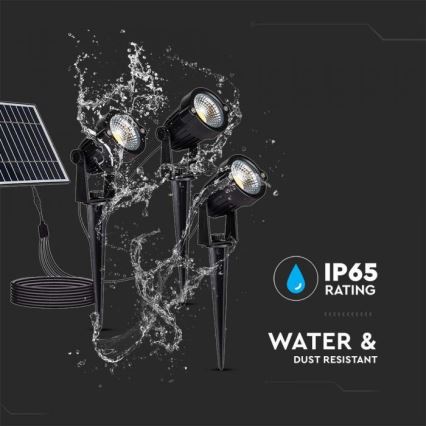 KOMPLEKTS 3x LED Saules enerģijas āra lampa 3xLED/1,2W/3,7V IP65 3000K