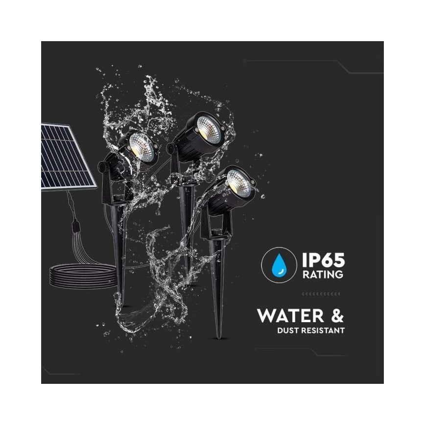 KOMPLEKTS 3x LED Saules enerģijas āra lampa 3xLED/1,2W/3,7V IP65 3000K
