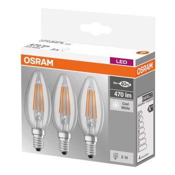 KOMPLEKTS 3x LED Spuldze BASE VINTAGE B40 E14/4W/230V 4000K – Osram