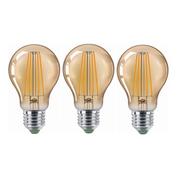 KOMPLEKTS 3x LED Spuldze CLASIC AMBER A60 E27/9W/230V 2200K - Brilagi