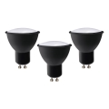 KOMPLEKTS 3x LED Spuldze ECOLINE GU10/6W/230V 4000K melna - Brilagi
