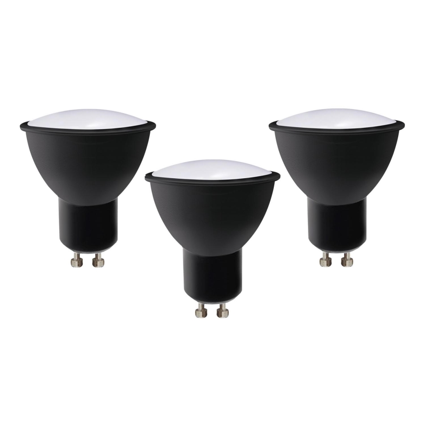 KOMPLEKTS 3x LED Spuldze ECOLINE GU10/6W/230V 4000K melna - Brilagi