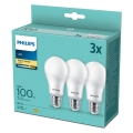 KOMPLEKTS 3x LED Spuldze Philips A60 E27/13W/230V 2700K