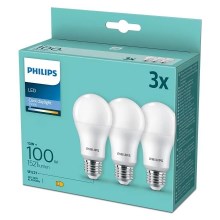 KOMPLEKTS 3x LED Spuldze Philips A67 E27/13W/230V 6500K