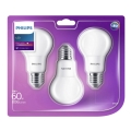 KOMPLEKTS 3x LED spuldze Philips E27/8W/230V 2700K