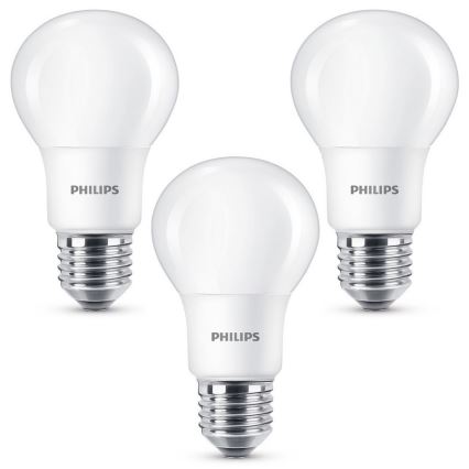 KOMPLEKTS 3x LED spuldze Philips E27/8W/230V 2700K