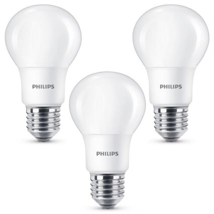 KOMPLEKTS 3x LED spuldze Philips E27/8W/230V 2700K