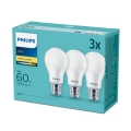KOMPLEKTS 3x LED spuldze Philips E27/9W/230V 2700K