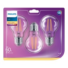 KOMPLEKTS 3x LED spuldze Philips VINTAGE E27/7W/230V 2700K