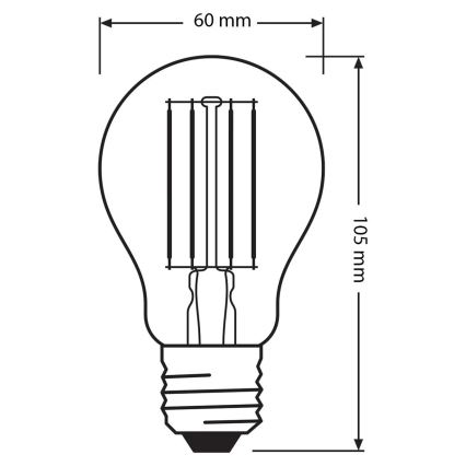 Komplekts 3x LED spuldzes BASE CLASSIC FILAMENT A60 E27/11W/230V 4000K - Osram
