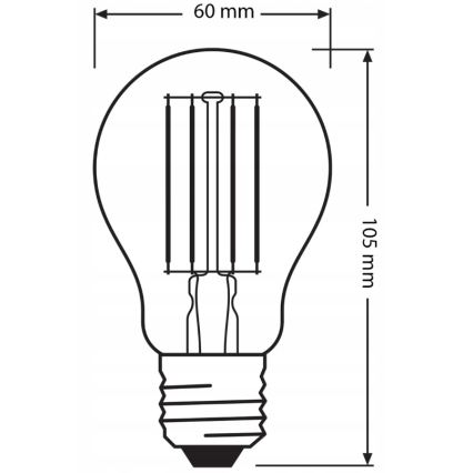 KOMPLEKTS 3x LED spuldzes BASE CLASSIC FILAMENT A60 E27/7,5W/230V 4000K - Osram