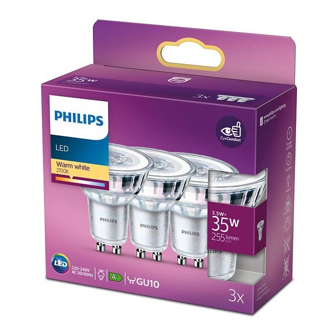 KOMPLEKTS 3x LED Spuldzes GU10/3,5W/230V 2700K