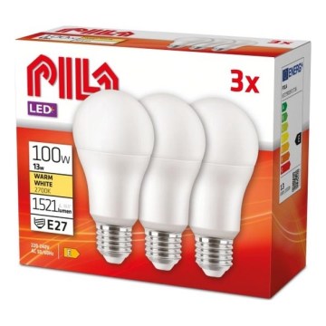 Komplekts 3x LED spuldzes Philips Pila E27/13W/230V 2700K