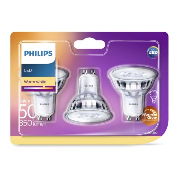 KOMPLEKTS 3x LED Spuldzes Philips Warm Glow  GU10/5W/230V 2200-2700K