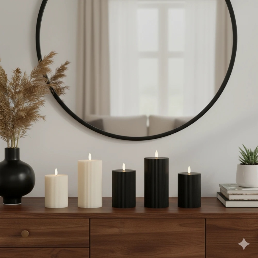 Komplekts 3x LED sveces BRILLO LED/2xAA, melnas + tālvadības pults