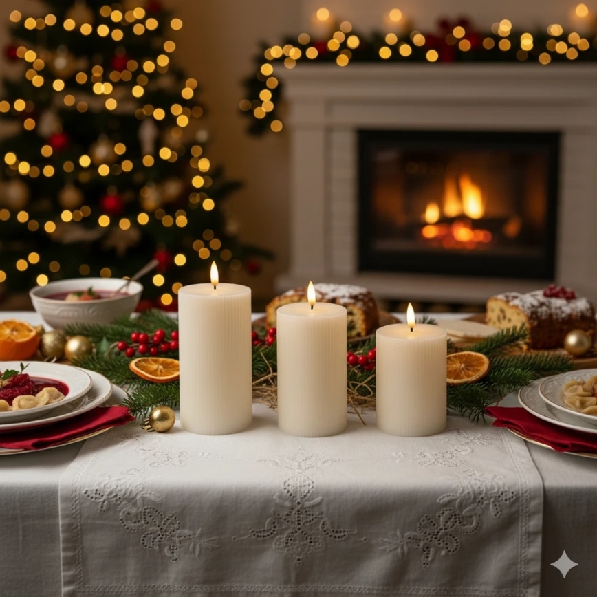 Komplekts 3x LED sveces BRILLO LED/3xAAA krēmkrāsas + tālvadības pults