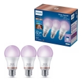 Komplekts 3x regulējamas RGB LED spuldzes Philips SMART A60 E27/8,8W/230V 2200-6500K