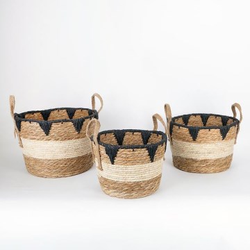 KOMPLEKTS 3x Salmu grozs bēša/melna 27x20/30x22/36x28 cm