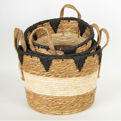 KOMPLEKTS 3x Salmu grozs bēša/melna 27x20/30x22/36x28 cm