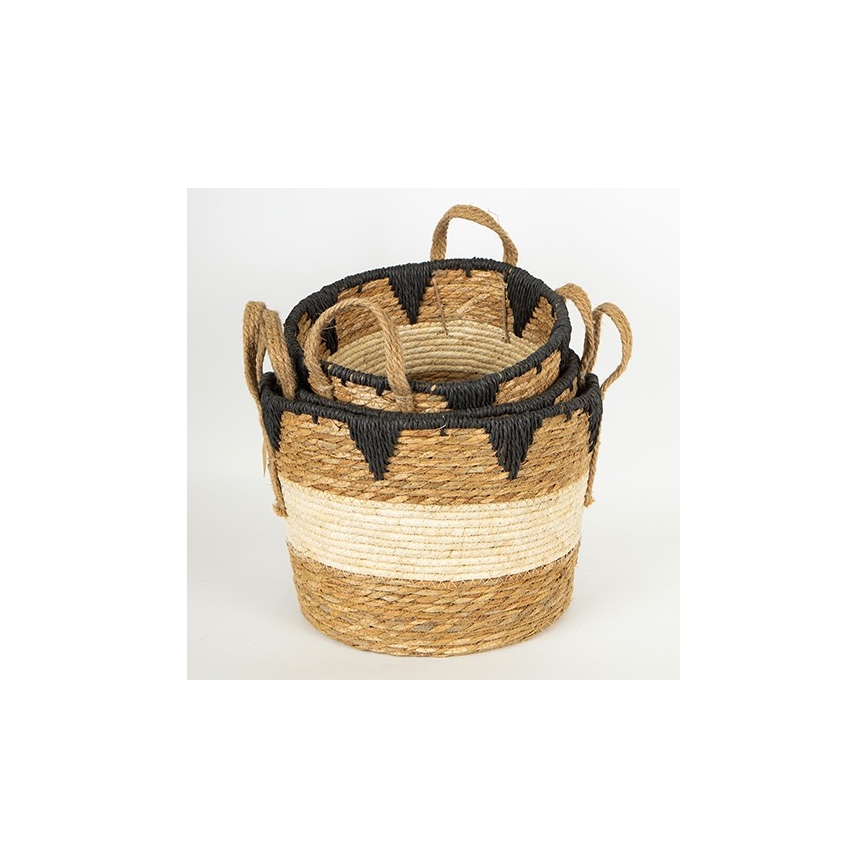 KOMPLEKTS 3x Salmu grozs bēša/melna 27x20/30x22/36x28 cm