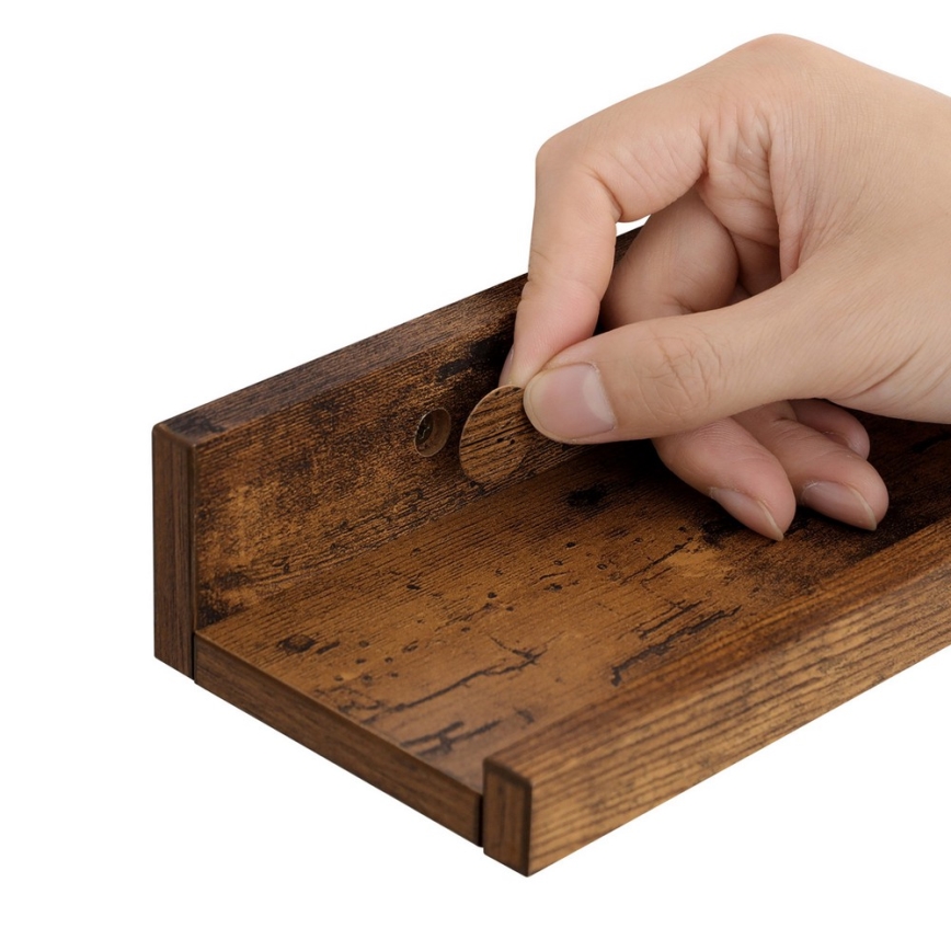 Komplekts 3x sienas plaukti SHELFY 38x5x10 cm brūni