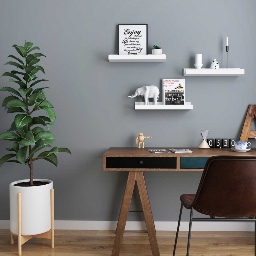 Komplekts 3x sienas plaukti SHELFY, balti
