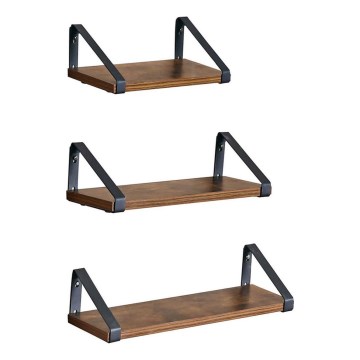 Komplekts 3x sienas plaukti SHELFY brūni/melni
