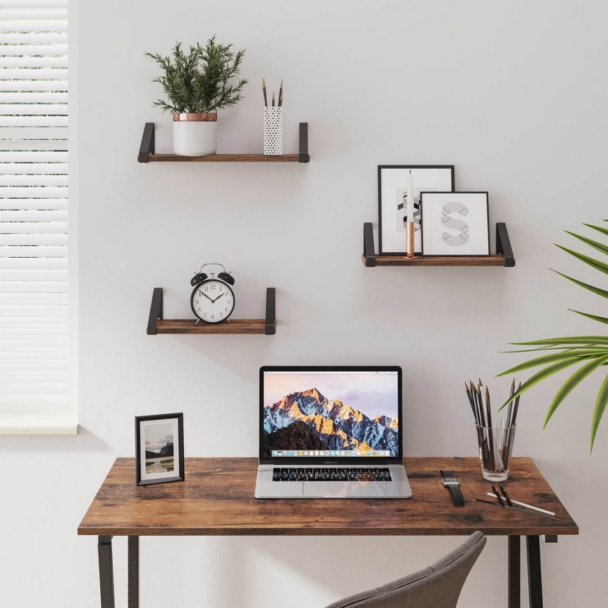 Komplekts 3x sienas plaukti SHELFY brūni/melni