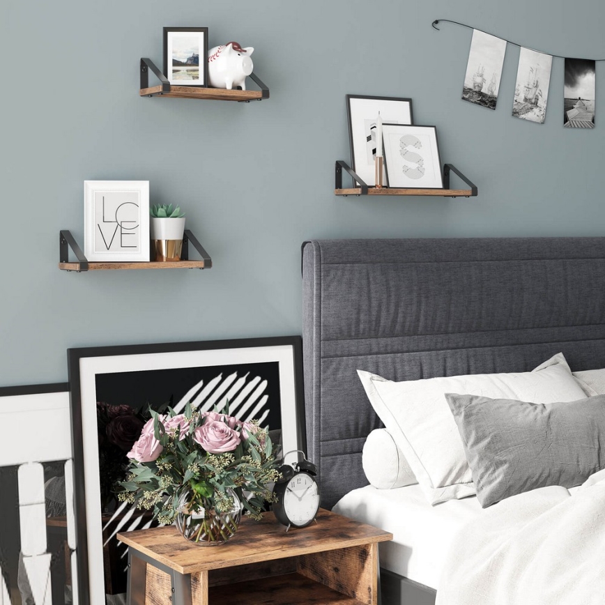 Komplekts 3x sienas plaukti SHELFY brūni/melni