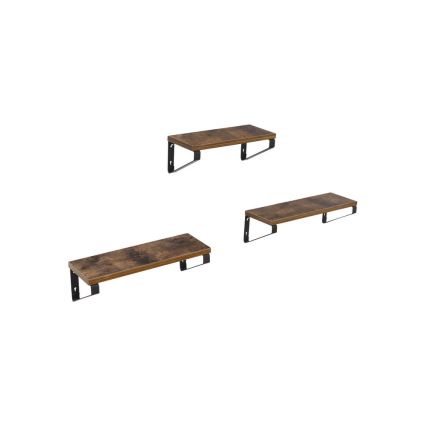 Komplekts 3x sienas plaukti SHELFY brūni/melni