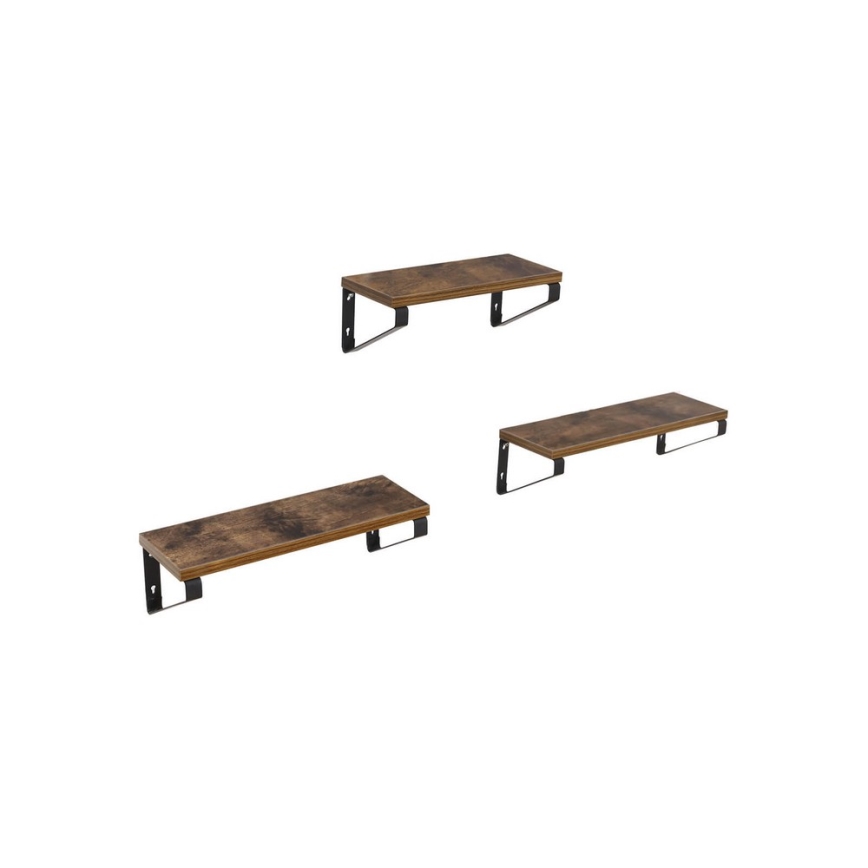 Komplekts 3x sienas plaukti SHELFY brūni/melni