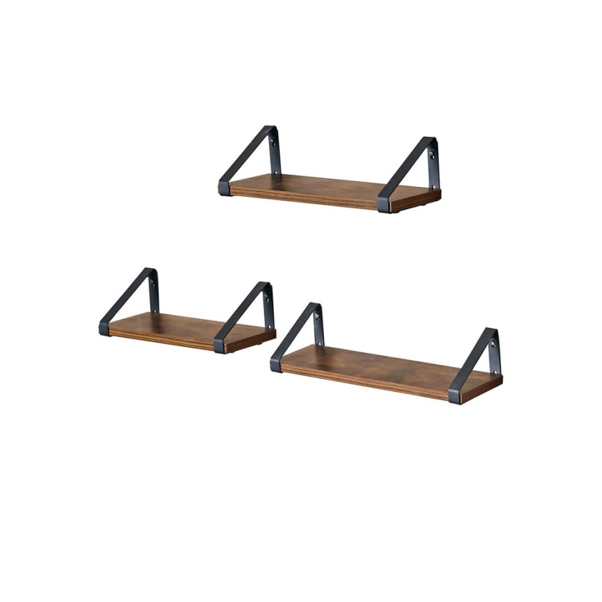 Komplekts 3x sienas plaukti SHELFY brūni/melni