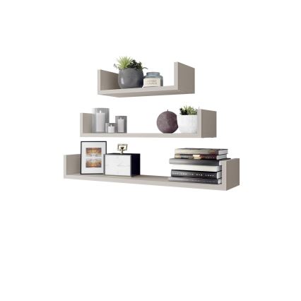 Komplekts 3x sienas plaukti TRIO 11x40/60/80 cm kašmīrs
