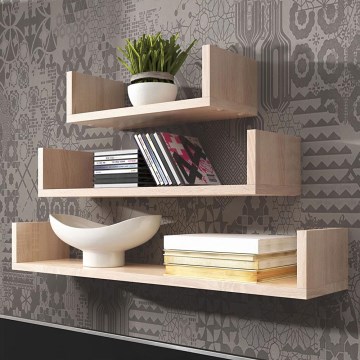 Komplekts 3x sienas plaukti TRIO 40/60/80x11x18 cm, sonoma ozols
