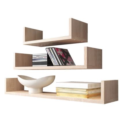 Komplekts 3x sienas plaukti TRIO 40/60/80x11x18 cm, sonoma ozols