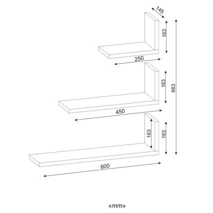 KOMPLEKTS 3x Sienas plaukts ATLAS balts