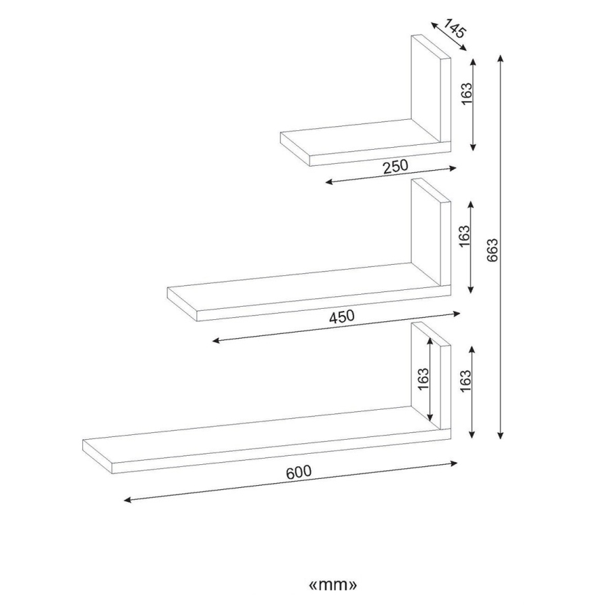 KOMPLEKTS 3x Sienas plaukts ATLAS balts