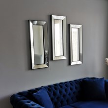 KOMPLEKTS 3x Sienas spogulis 70x30 cm melns